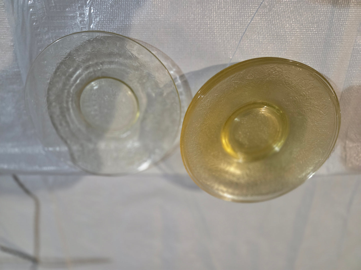 1930s Hazel Atlas Yellow FLORENTINE No 2 Poppy Depression Glass 5.5 inch saucer