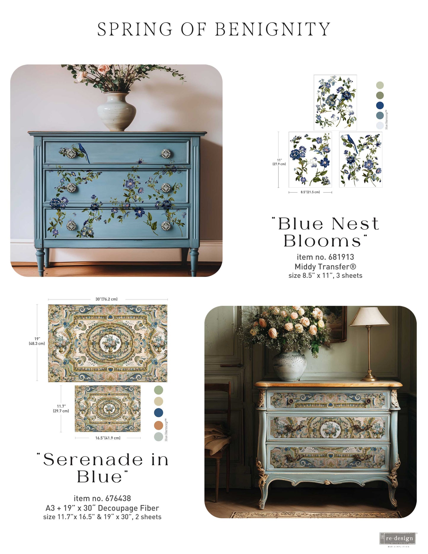 Double Delight Decoupage Fiber Paper Set - Serenade In Blue