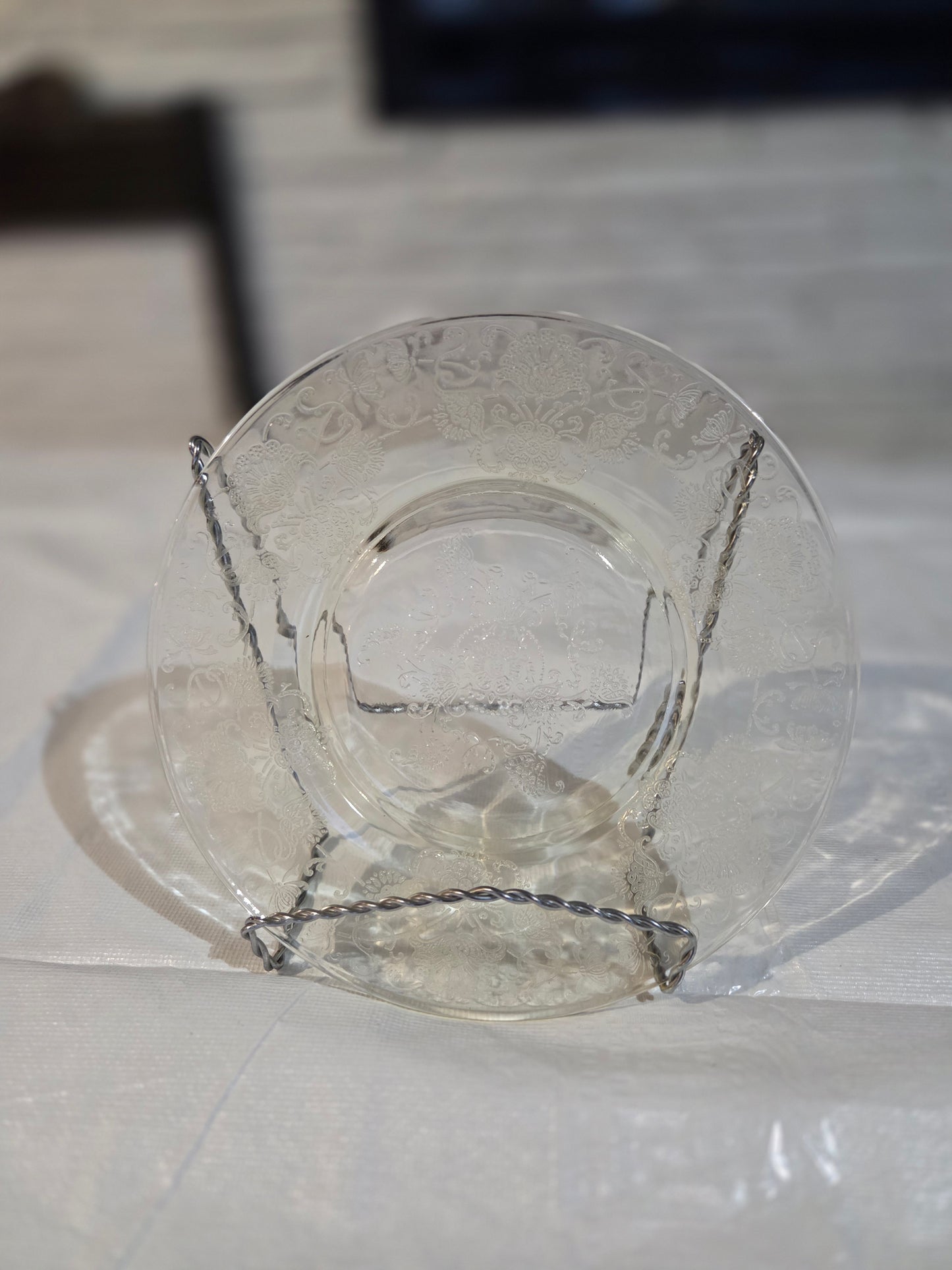 1930s Hazel Atlas Yellow FLORENTINE No 2 Poppy Depression Glass 8 inch salad plate