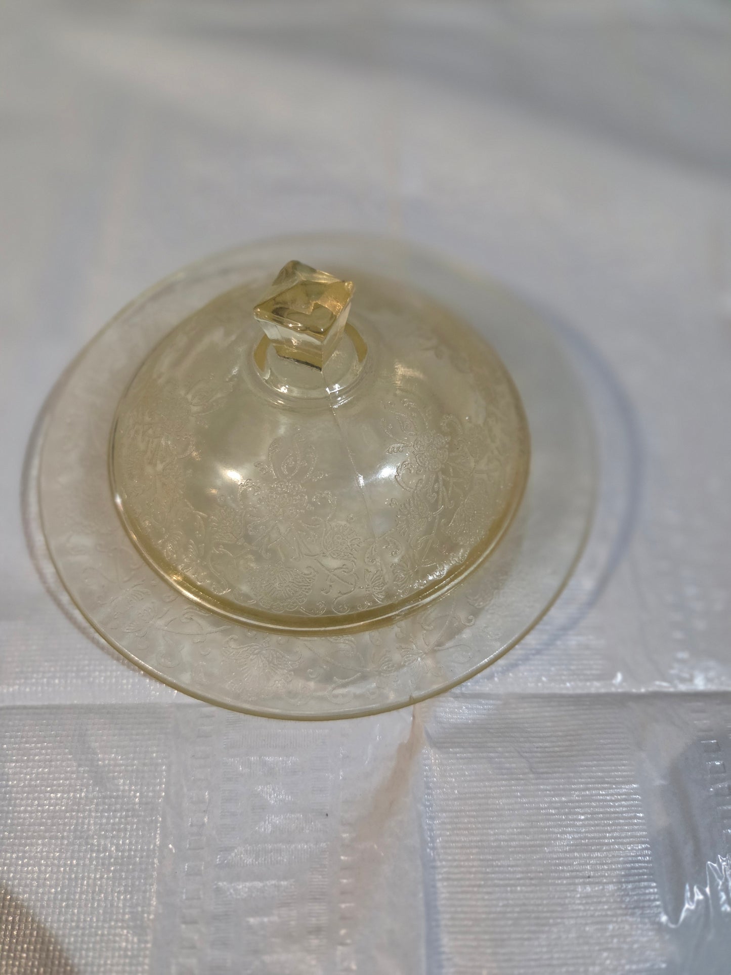 1930s Hazel Atlas Yellow FLORENTINE No 2 Poppy Depression Glass Rare butter dish