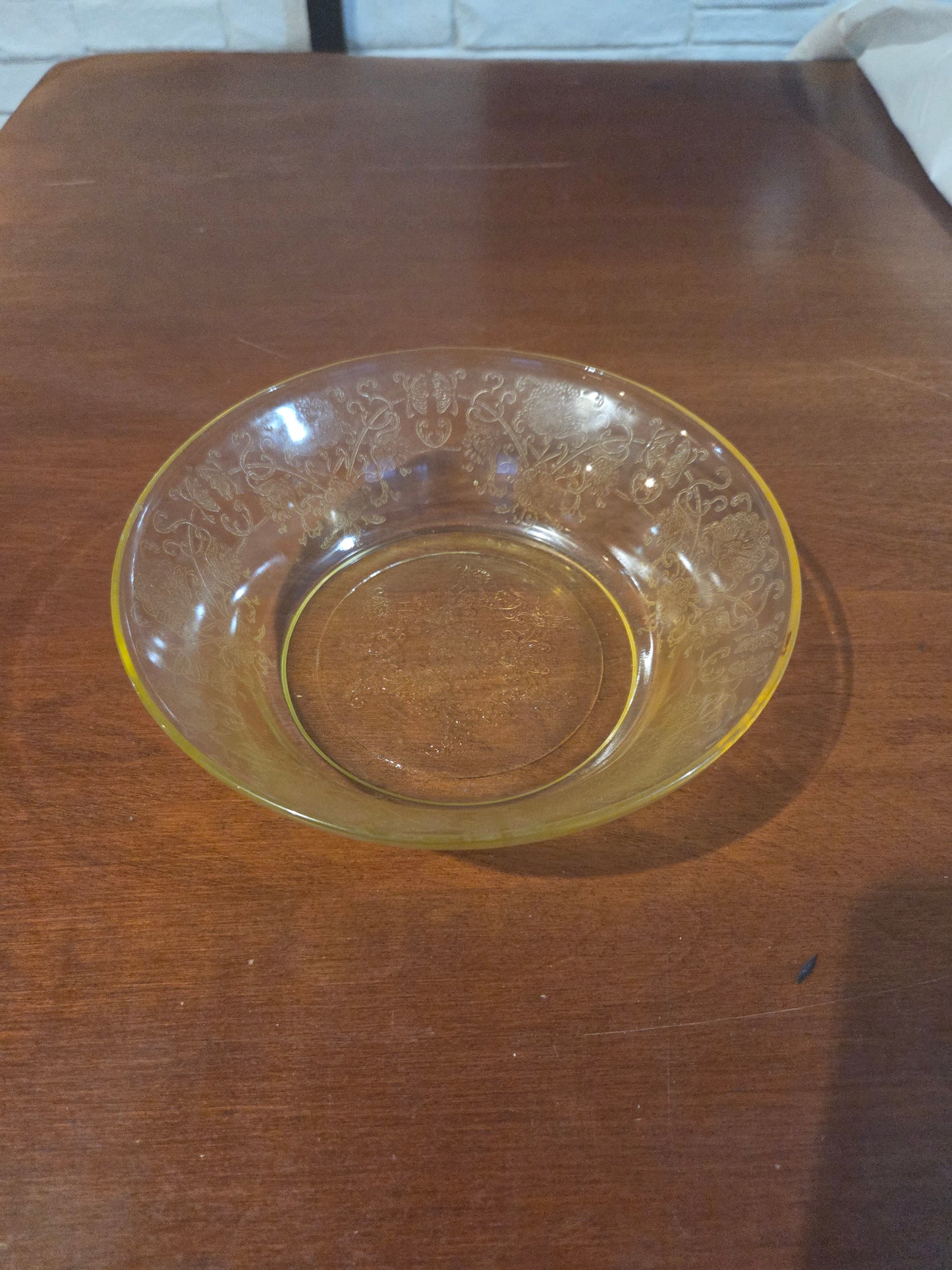 1930s Hazel Atlas Yellow FLORENTINE No 2 Poppy Depression Glass  Bowl