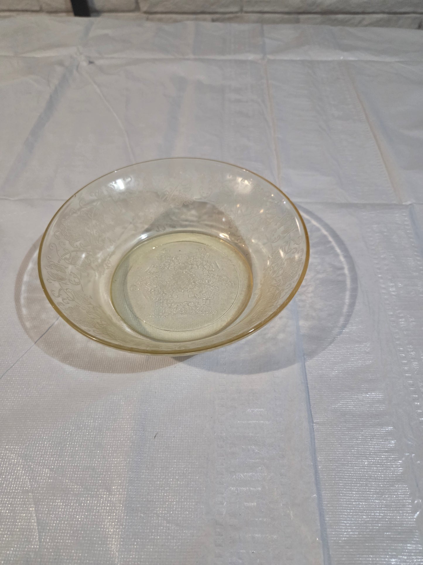 1930s Hazel Atlas Yellow FLORENTINE No 2 Poppy Depression Glass  Bowl