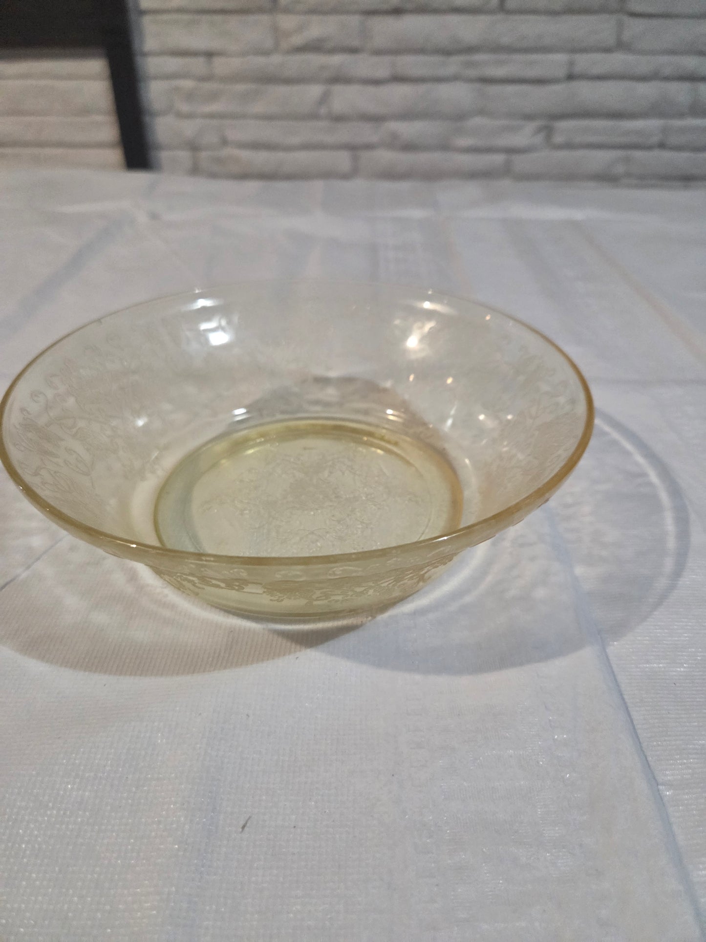1930s Hazel Atlas Yellow FLORENTINE No 2 Poppy Depression Glass  Bowl