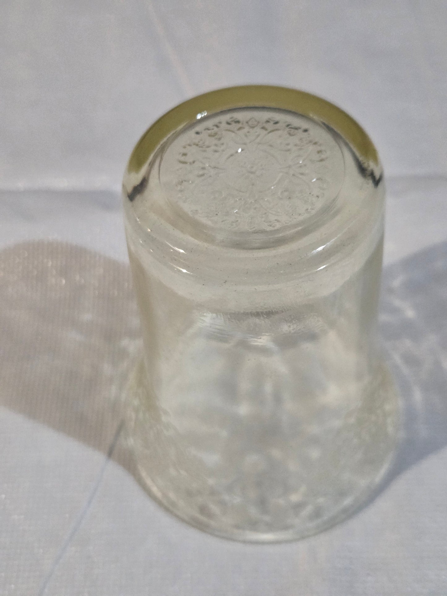 1930s Hazel Atlas Yellow FLORENTINE No 2 Poppy Depression Glass  4" 9 oz. Water Tumbler Flat