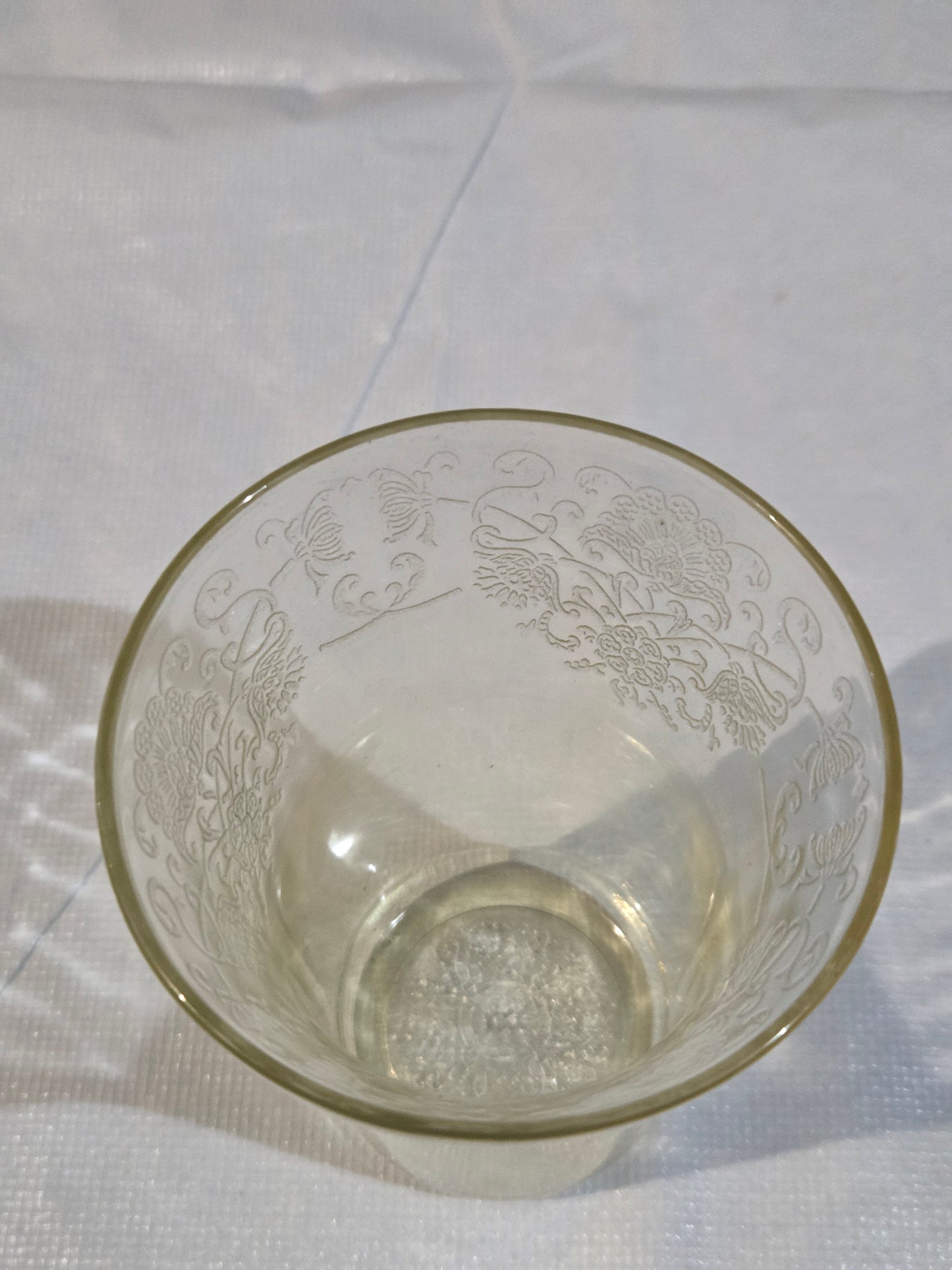 1930s Hazel Atlas Yellow FLORENTINE No 2 Poppy Depression Glass  4" 9 oz. Water Tumbler Flat