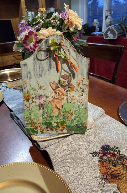 Handcrafted Vintage Bunny Spring decor - flowers