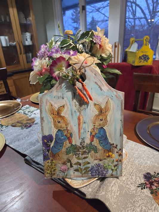 Handcrafted Vintage Bunny Spring decor - blue