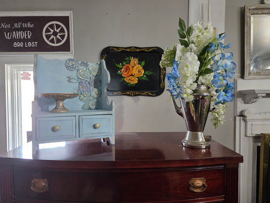 Charming Upcycled Cottage Cabinet – Hand-Painted Floral Accent