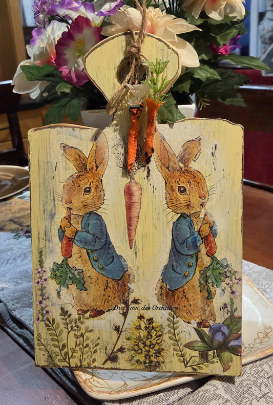 Handcrafted Vintage Bunny Spring decor - yellow