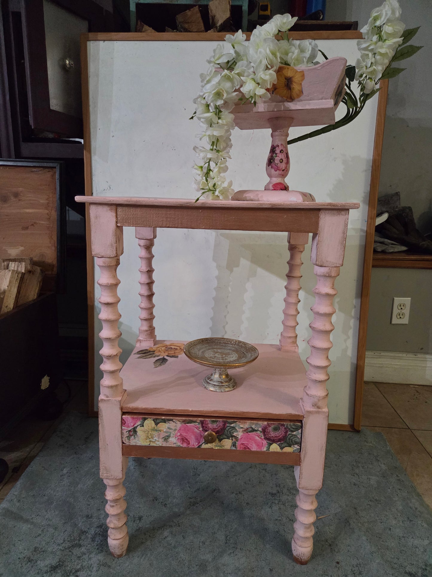 Sweet Cottage Style Vintage Side Table